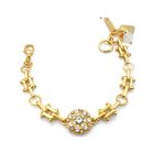 Bracelet By Mariana Woman Guardian Angel White and Clear Swarovski Crystals - Yellow Gold