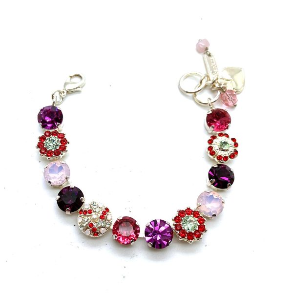 Bracelet By Mariana Take My Breath Away Coll. Exquisite Amethyst, Siam, Rose Water Opal & Chrysotile Swarovski Crystals