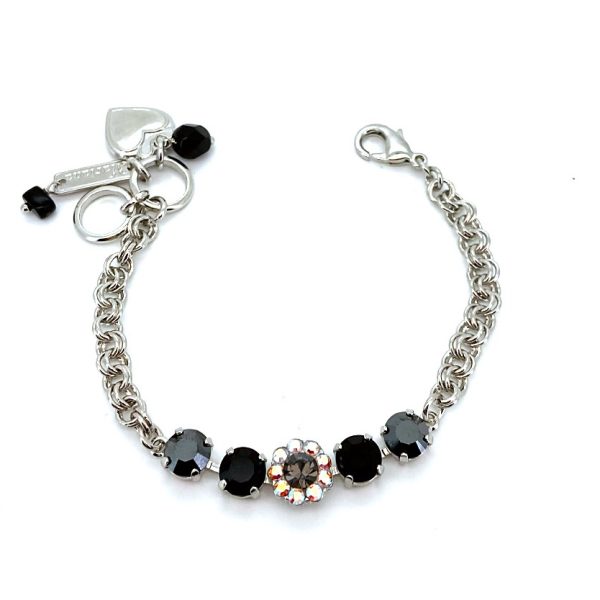 Mariana Bracelet Glitzy Floral AB, Jet, & Black Diamond Austrian Crystals Tuxedo Paradise Coll.