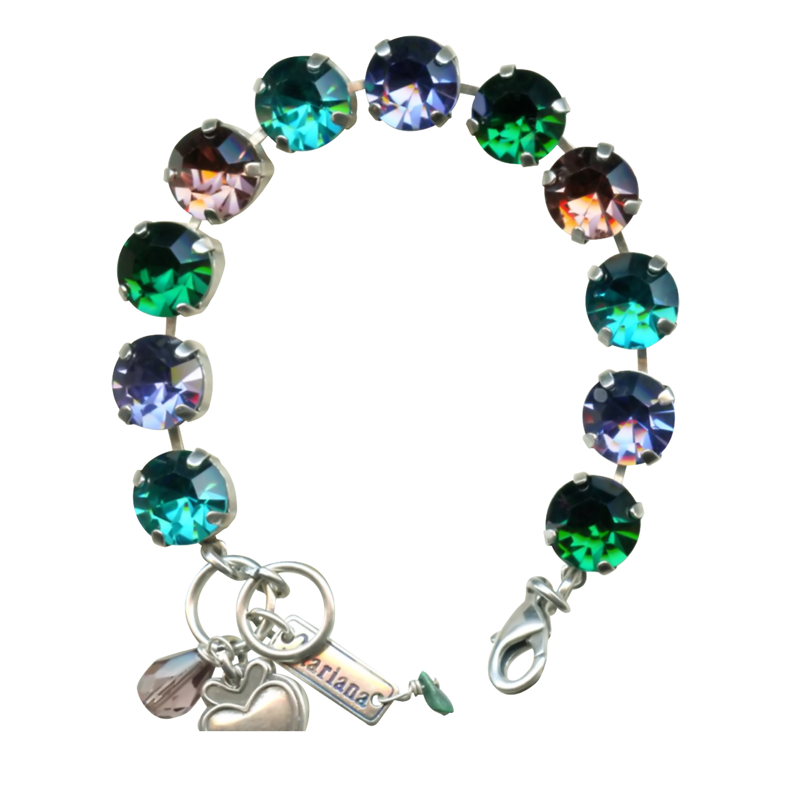 B-4474-1003-SP(1) Mariana Bracelet Charming Fern Green, Tanzanite, Rose Peach, & Teal Austrian Crystals Imagine Nostalgia Coll. - Image 1