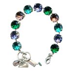 Mariana Bracelet Charming Fern Green, Tanzanite, Rose Peach, & Teal Austrian Crystals Imagine Nostalgia Coll. - Image 2