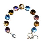 Mariana Bracelet Fab Lt Sapphire, Amber, Vintage Rose, & Smoked Topaz Austrian Crystals My Treasures Coll.