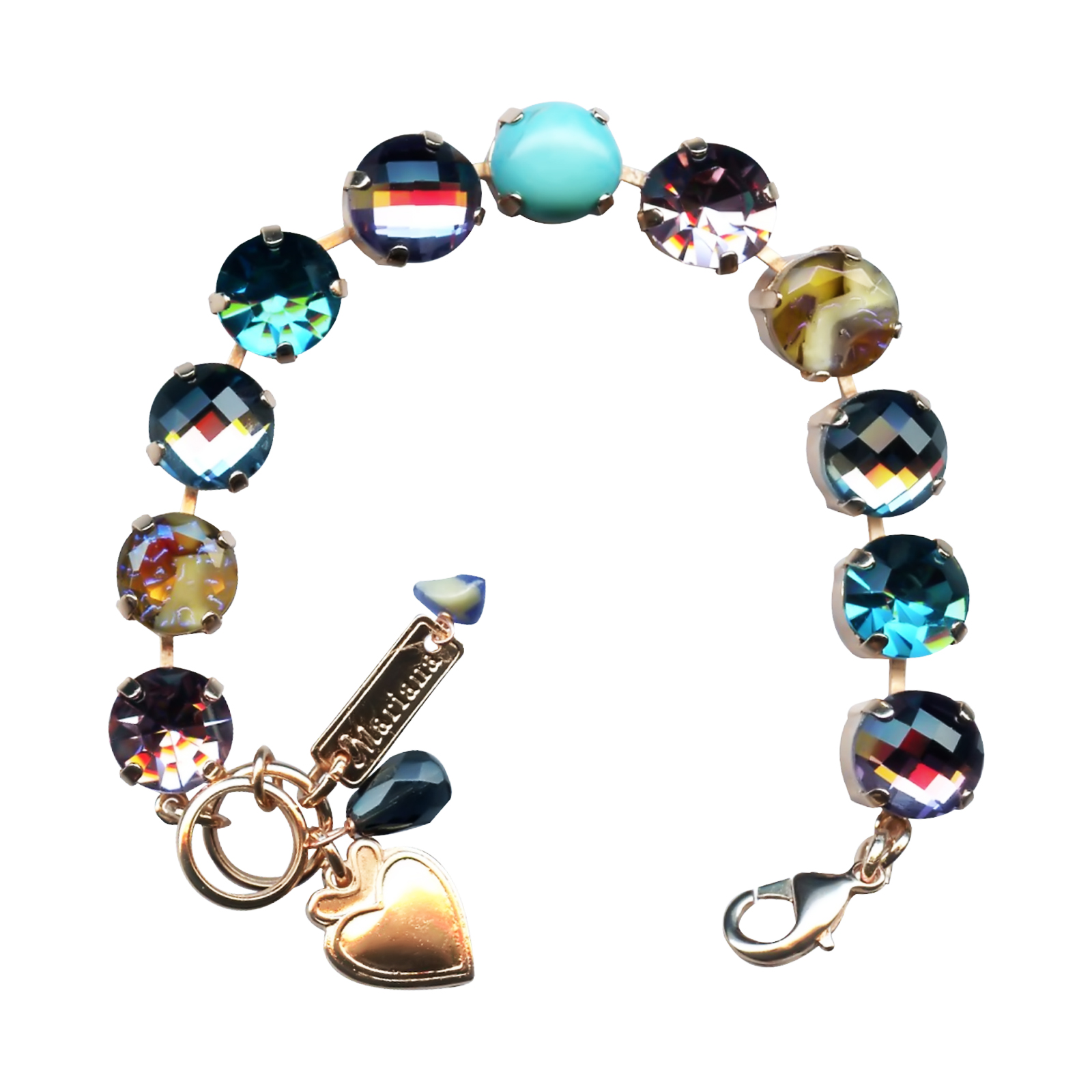 B-4474-1312-RG(1) Mariana Bracelet Sophisticated Vintage Rose, Marbled Stone, Lt Sapphire, Lt Amethyst, Blue Zircon, & Turq Austrian Crystals Luck Inspiration Coll. - Image 1