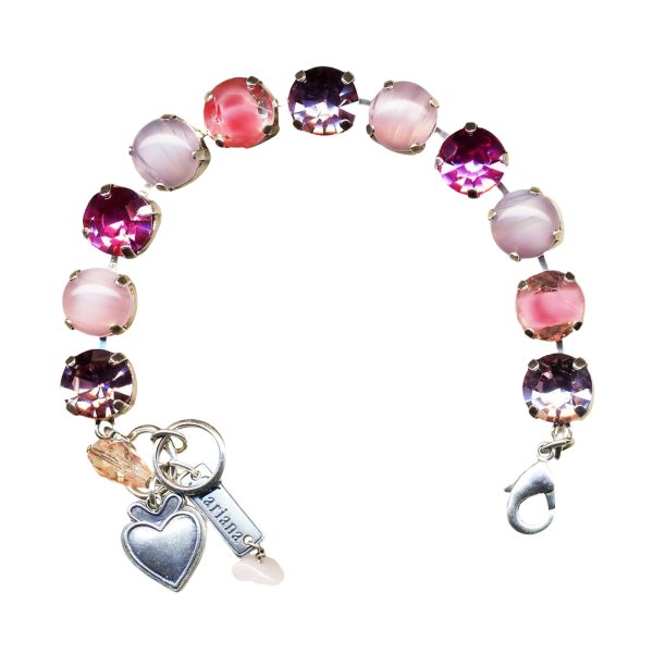 Bracelet By Mariana Woman Lovely in Pink, Fuchsia and Cotton Swarovski Crystals