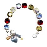 Mariana Bracelet Classy Aurum, Lt Blue, Red, & Marbled Stone Austrian Crystals Dynasty Coll.