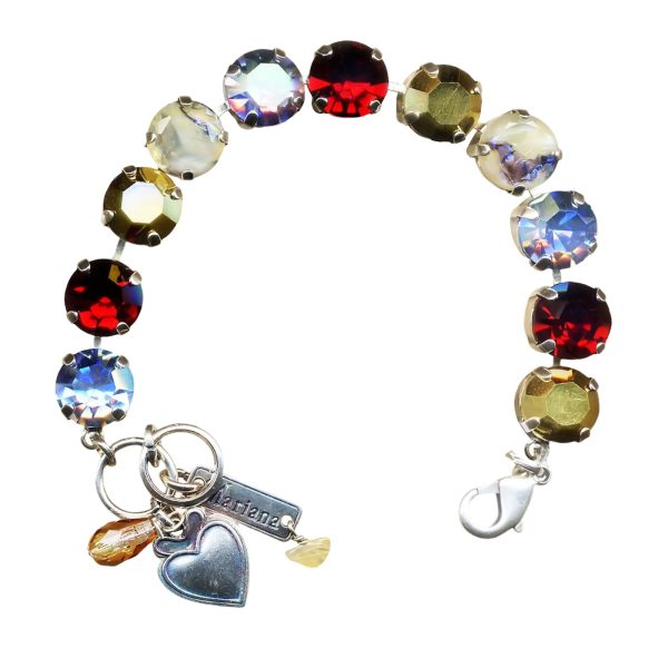 Mariana Bracelet Classy Aurum, Lt Blue, Red, & Marbled Stone Austrian Crystals Dynasty Coll.