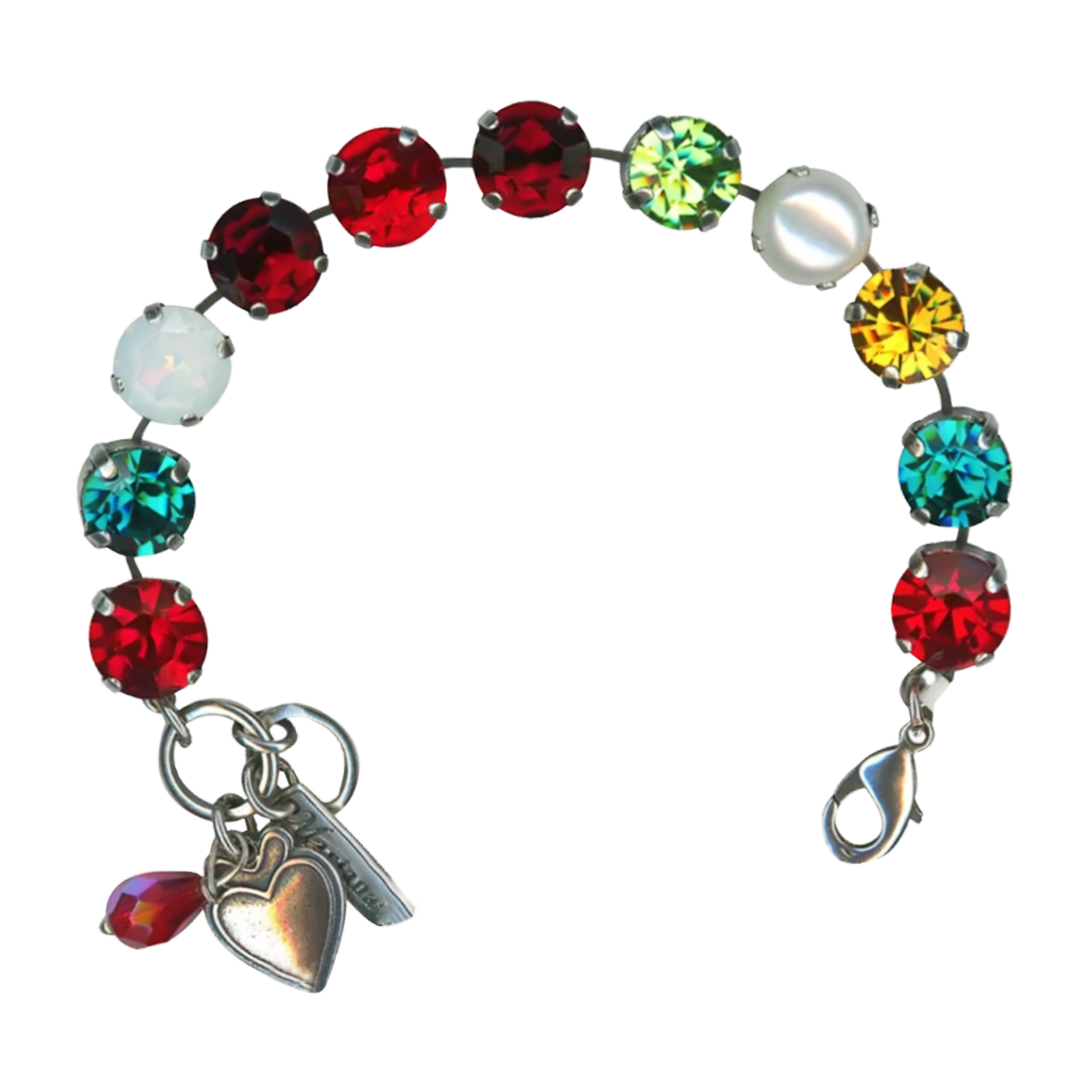 B-4474-501-6-SP(1) Mariana Bracelet Sophisticated Ruby, Blue Zircon, White Opal, Siam, Olivine, Topaz, & Pearl Austrian Crystals My Treasures Coll. - Image 1