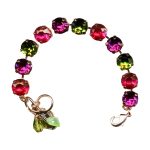 Bracelet By Mariana Indian Pink, Fuchsia and Olivine Swarovski Crystals