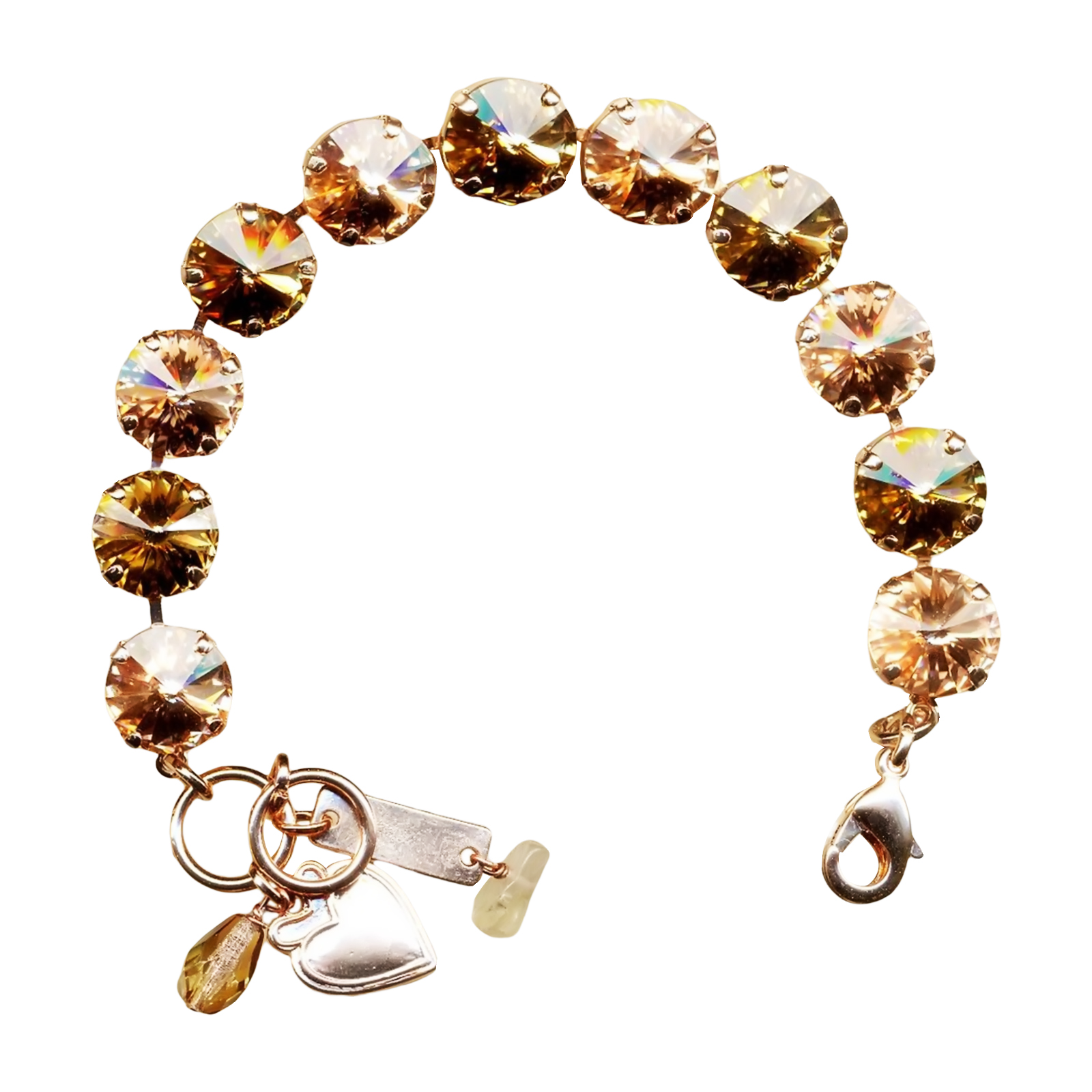 B-4474R-3192-RG(1) Mariana Bracelet Luxurious Champagne & Honey Amber Austrian Crystals Golden Tulips Gypsy Soul Coll. - Image 1