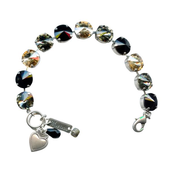 Mariana Bracelet Fabulous Black Diamond, Jet, & Honey Amber Austrian Crystals Crown Jewels Dancing the Night Away Coll.