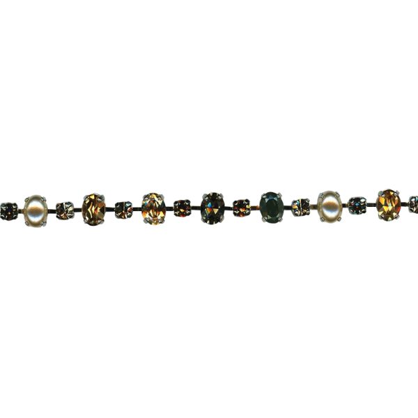 Mariana Bracelet Classy Black Diamond, Lt Azore, Golden Shadow, & Pearl Austrian Crystals Moonlight & Magnolias Winter 2021 Coll.