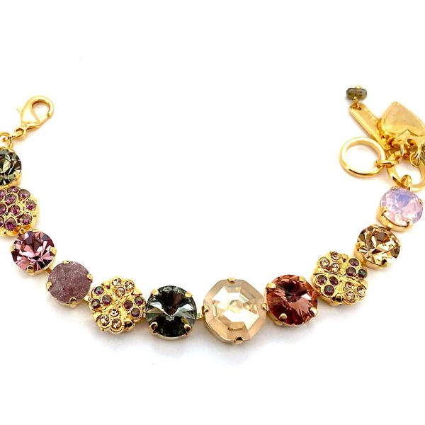 Mariana Bracelet Luxury Beautiful Topaz & Purple Austrian Crystals Nirvana Coll. Yellow Gold