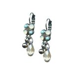 Mariana Earrings Dainty Dangling Turquoise, White Opal & Moonlight Austrian Crystals Summer Palace Silk Road Coll. - Image 3