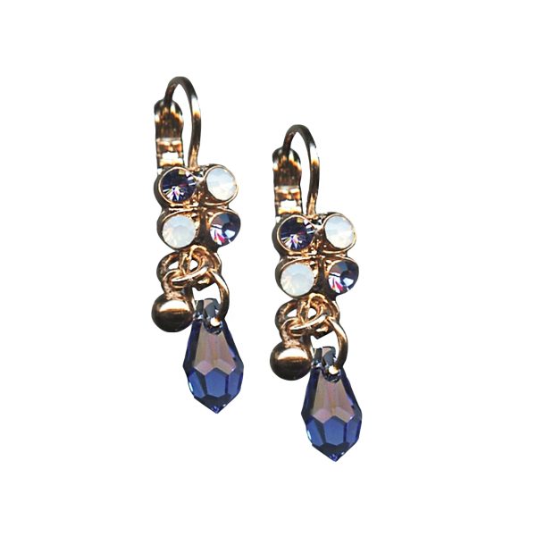 Mariana Earrings Butterfly Dangling Tanzanite & White Opal Austrian Crystals Purple Rain Cocktail Hour Coll.