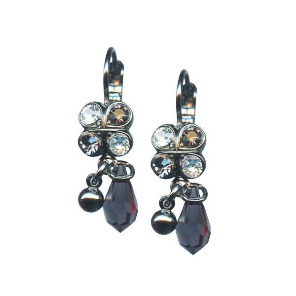 Mariana Earrings Butterfly Dangling Silver Night & Clear Austrian Crystals Zulu Africa Coll.