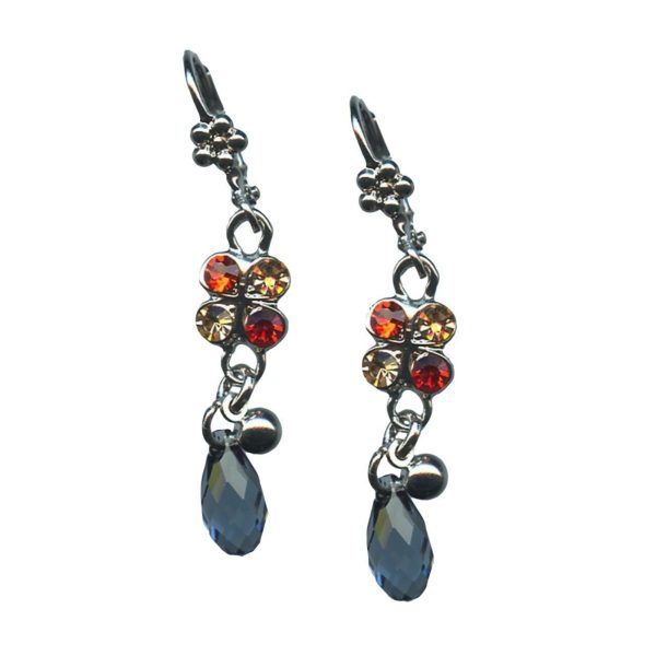Mariana Earrings Dangling Butterfly Denim Blue, Hyacinth & Lt Peach Austrian Crystals Gelato The Sweet Life Coll.