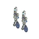 Earrings By Mariana Woman Dangling Tanzanite and Pearl Swarovski Crystals - Image 2