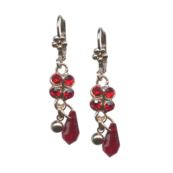 Mariana Earrings Butterfly Dangling Lt Siam & Siam Austrian Crystals My Treasures Coll.