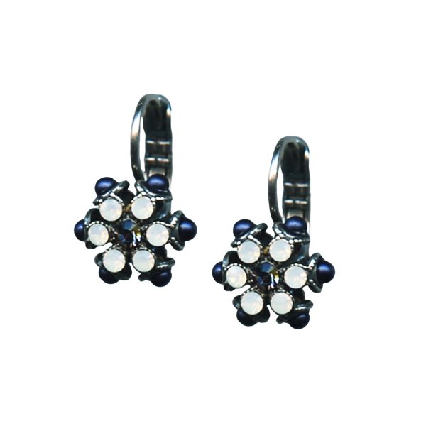 Mariana Earrings Gorgeous Floral Montana Blue & White Opal Austrian Crystals Mood Indigo Songbook Coll.