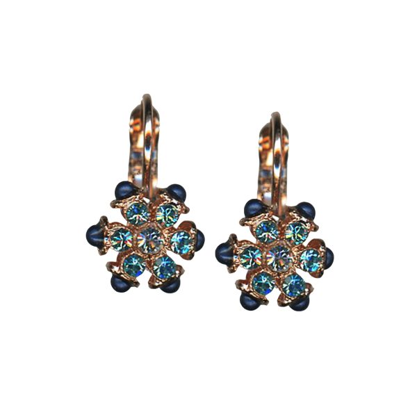 Mariana Earrings Gorgeous Floral Montana Blue & Aqua Austrian Crystals Frost Winter Wonderland Coll.