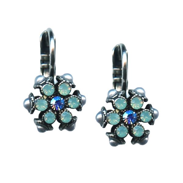 Mariana Earrings Dainty Floral in Lt Blue & Pacific Opal Austrian Crystals Daiquiri Cocktail Hour Coll.