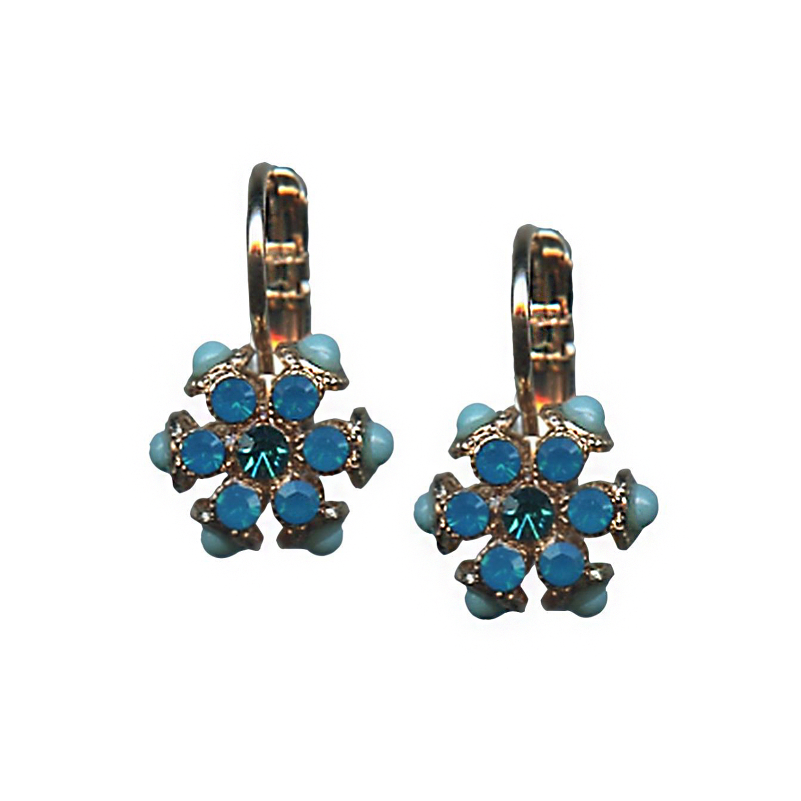 E-1005-1-907-1-RG6(1) Mariana Earrings Dainty Floral in Turq, Caribbean Blue Opal & Blue Zircon Austrian Crystals Bahamas Caribbean Life Coll. - Image 1