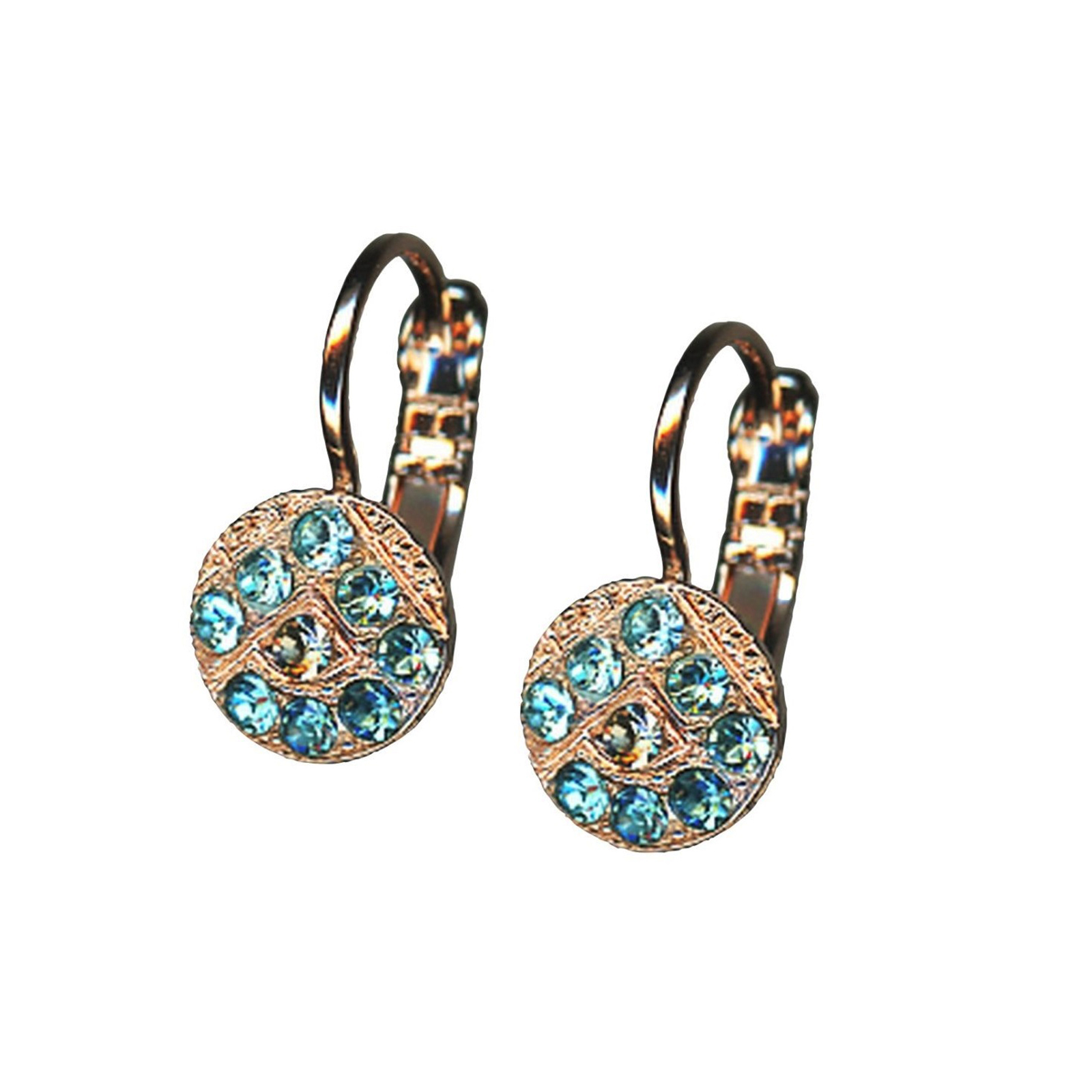 E-1005-2-1114-RG6(1) Mariana Earrings Simply Elegant Aqua & Dark Grey Austrian Crystals Frost Winter Wonderland Coll. - Image 1