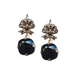 Mariana Earrings Elegant Bow Dangling Jet, Montana Blue & Vintage Rose Austrian Crystals Black Velvet Songbook Coll. - Image 2