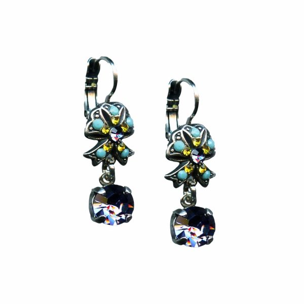 Earrings By Mariana Woman Dangling Turquoise and Jonquil Swarovski Crystals