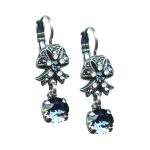 Mariana Earrings Bow Dangling Montana Blue & White Opal Austrian Crystals Mood Indigo Songbook Coll.