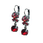 Mariana Earrings Lady In Red Songbook Coll. Sassy Bow Dangling Siam, Fuchsia & Red Coral Austrian Crystals - Image 2