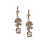 Mariana Earrings Bow Dangling Pearl, Light Azore & Moonlight Austrian Crystals Seashell Nature Coll. - Image 3