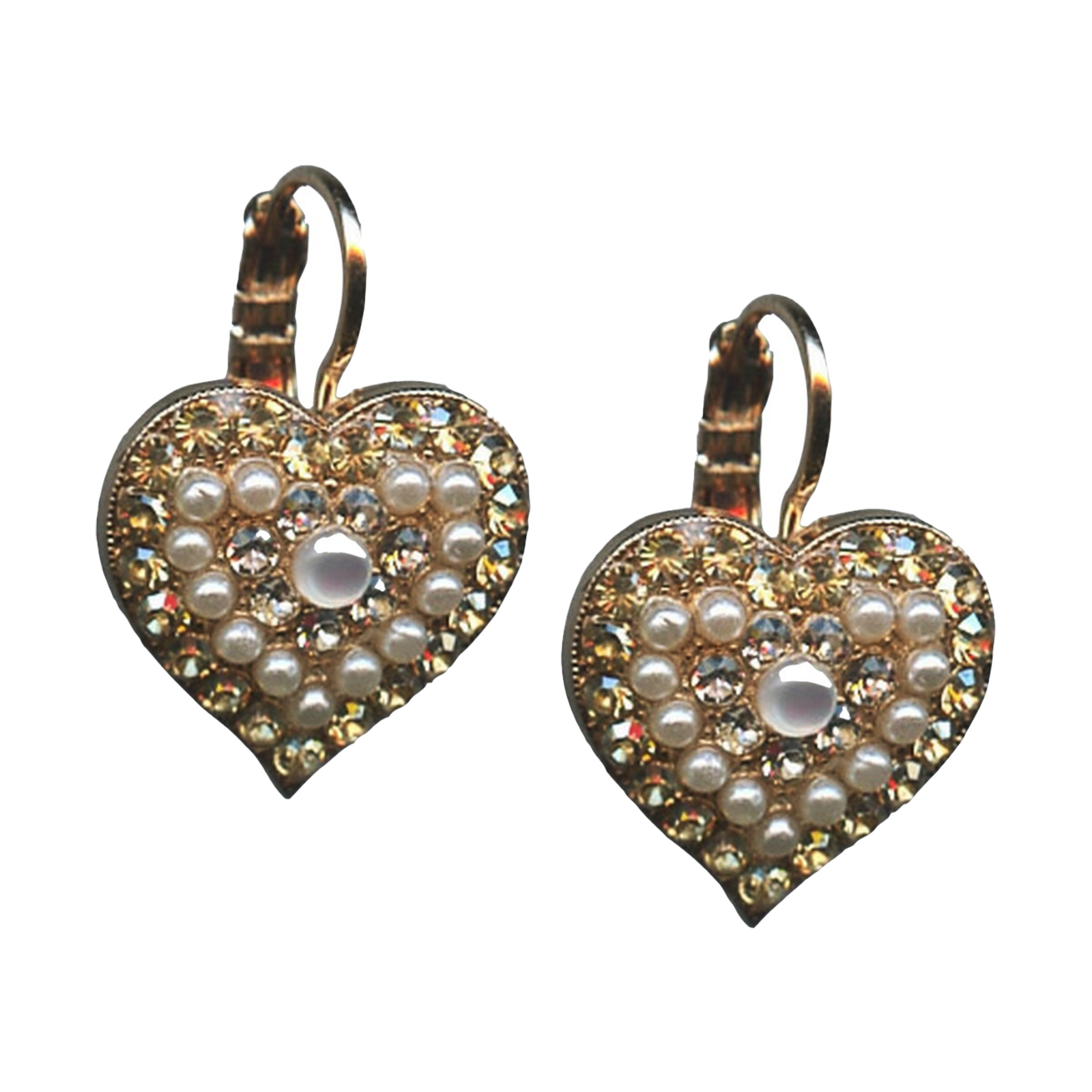 E-1007-1078-RG6(1) Mariana Earrings Timeless Pearl, Golden Shadow & Clear Austrian Crystals Kalahari Africa Coll. - Image 1