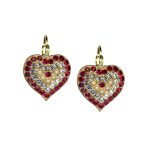 Mariana Earrings Heart Shaped Ruby, Clear & Pearl Austrian Crystals My Treasures Coll. - Image 2