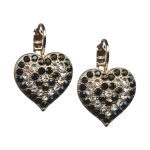 Mariana Earrings Elegant Heart Shaped Jet & Clear Austrian Crystals Checkmate Cocktail Hour Coll. - Image 2