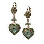 Mariana Earrings Floral Heart Dangling Emerald, Grass Green, AB & Pacific Opal Austrian Crystals Spring 2019 Special Edition