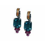 Earrings By Mariana Woman Elegant Blue Zircon and Fuchsia Swarovski Crystals - Image 2