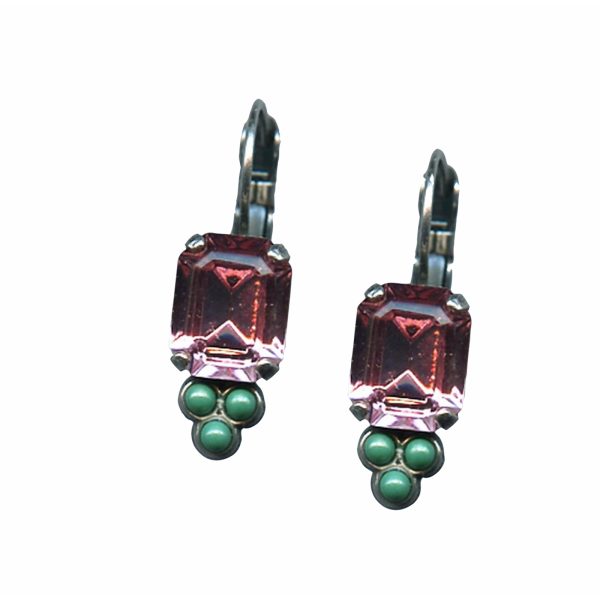 Mariana Earrings Beautiful Light Rose & Green Turquoise Austrian Crystals Orchid Silk Road Coll.