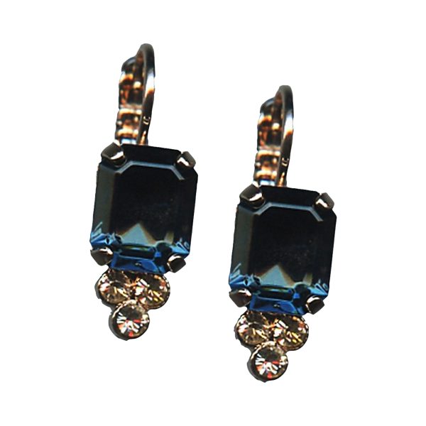 Mariana Earrings Simply Elegant Montana Blue & Lt Peach Austrian Crystals Spring 2019 Special Edition