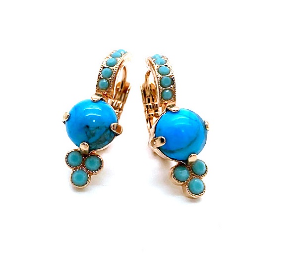 Mariana Earrings Precious Synthetic Turquoise Mineral Austrian Crystals My Treasures Coll.
