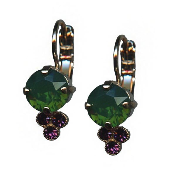 Mariana Earrings Luxurious Palace Green Opal & Amethyst Austrian Crystals Hope Inspiration Coll.