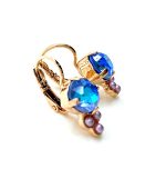 Mariana Earrings Adorable Ocean Sun Kissed & Pink Pearl Austrian Crystals Blue Morpho My Butterfly Coll. - Image 3