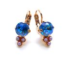 Mariana Earrings Adorable Ocean Sun Kissed & Pink Pearl Austrian Crystals Blue Morpho My Butterfly Coll. - Image 2