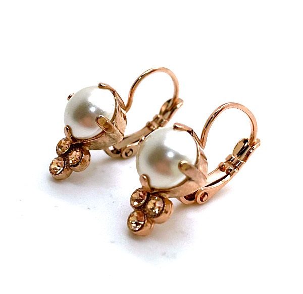 Mariana Earrings Timeless Cream Pearl & Silk Austrian Crystals My Treasures Coll.