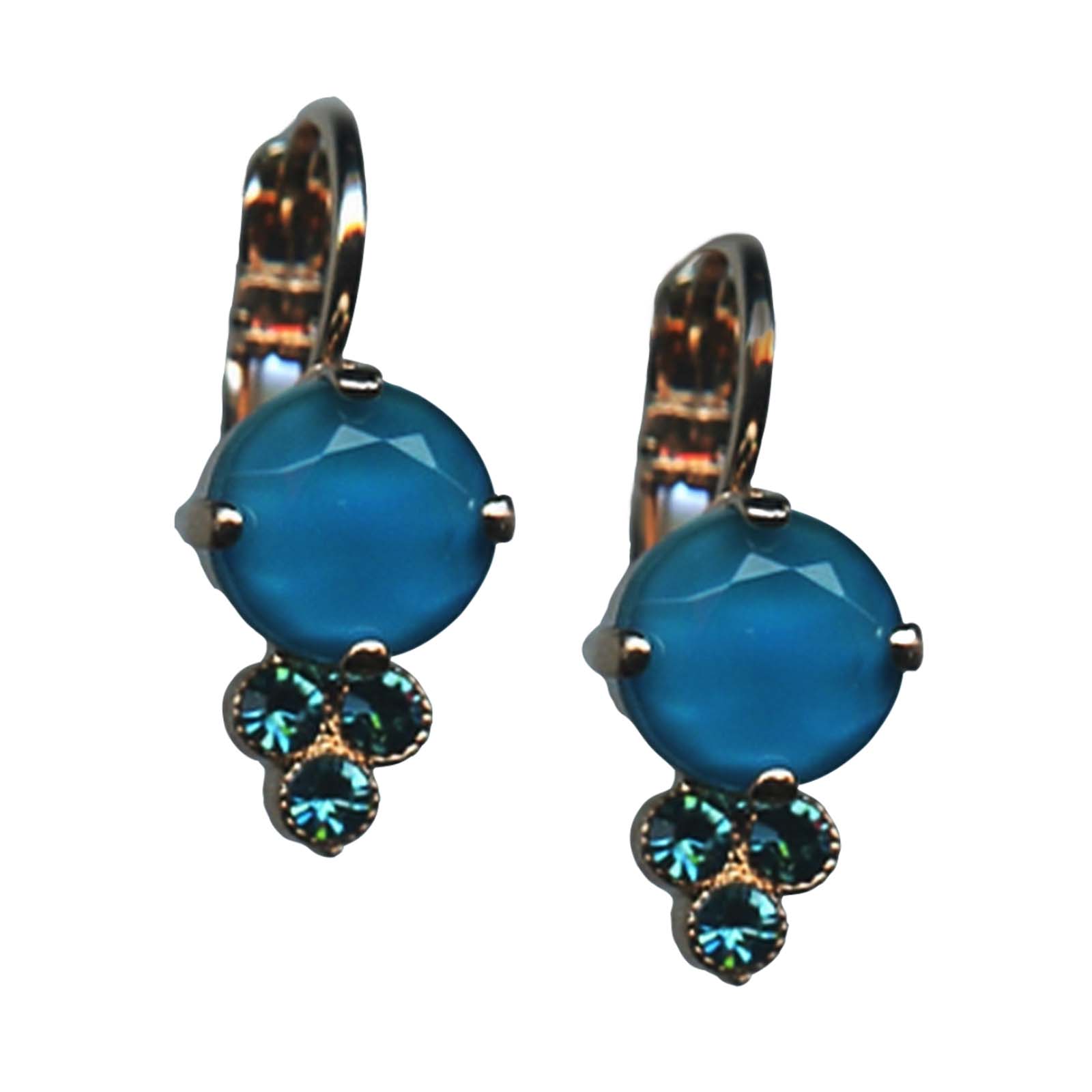 E-1010-2139-RG6(1) Mariana Earrings Sophisticated Caribbean Blue Opal & Indicolite Austrian Crystals Peacock Nature Coll. - Image 1