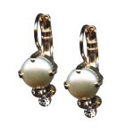 Mariana Earrings Exquisitely Elegant Cream Pearl & Clear Austrian Crystals Barbados Caribbean Life Coll.
