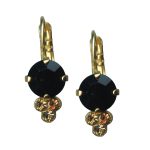 Mariana Earrings Elegant Jet Black & Amber Austrian Crystals Crown Jewels Dancing the Night Away Coll.