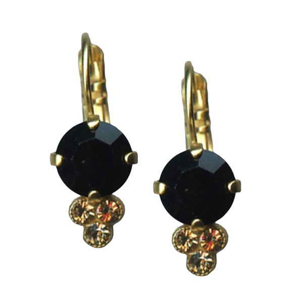 Mariana Earrings Elegant Jet Black & Amber Austrian Crystals Crown Jewels Dancing the Night Away Coll.