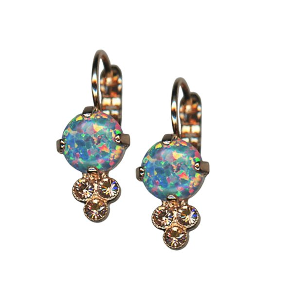 Mariana Earrings Shimmering Moon Yellow Opal (Synthetic) Mineral & Golden Shadow Austrian Crystals My Treasures Coll.