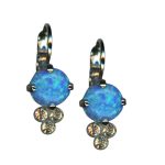 Mariana Earrings Blue Opal (Synthetic) Mineral & Golden Shadow Austrian Crystals Italian Ice The Sweet Life Coll.